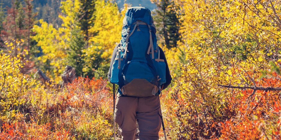 backpacking on a hiking trail